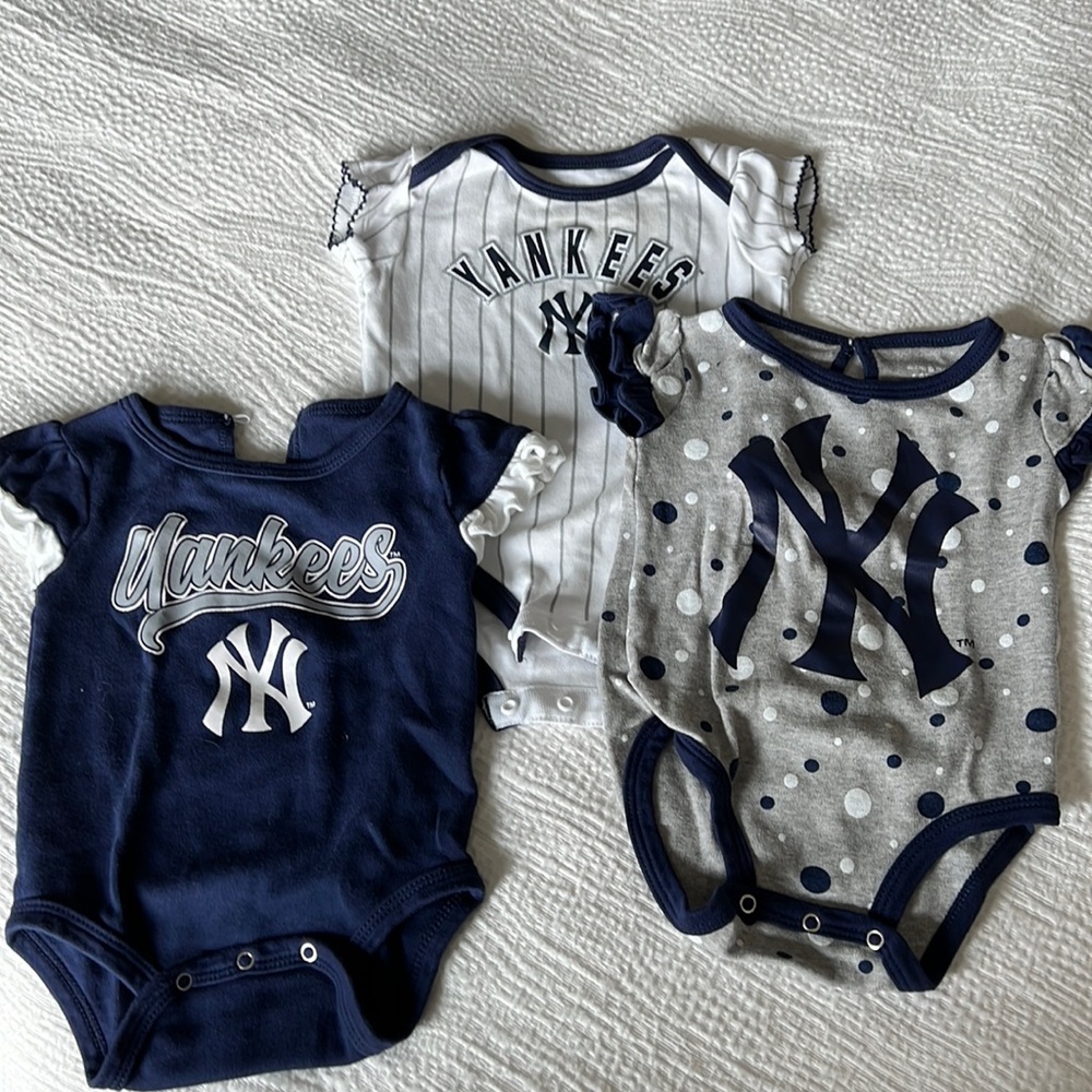 Baby girls Yankees onesies